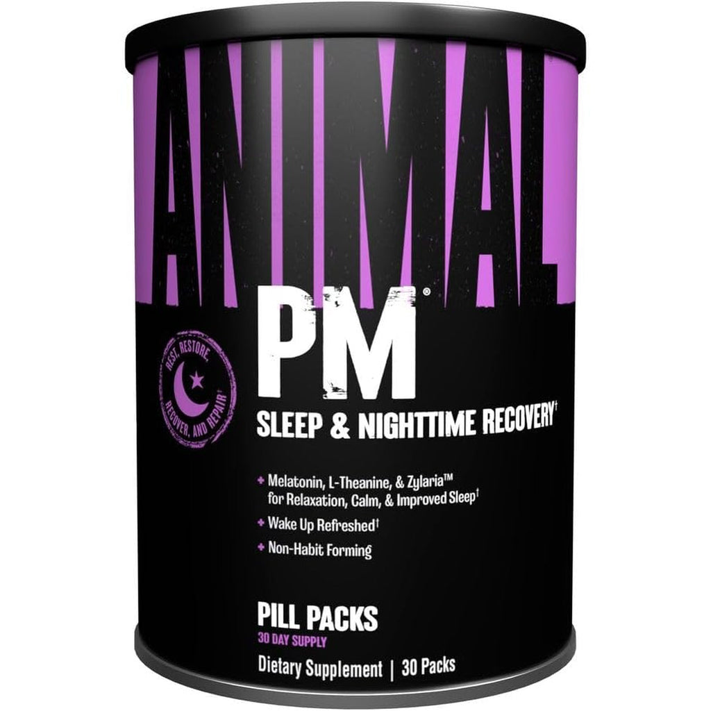 Animal PM - Sleep Aid for Adults Non-Habit Forming Relaxation Enhancer and Mood Support with Melatonin, L-Theanine, Zylaria, Zinc, Magnesium, Vitamin B6, GABA + AKG Anabolic Stack Supply, 30 Count