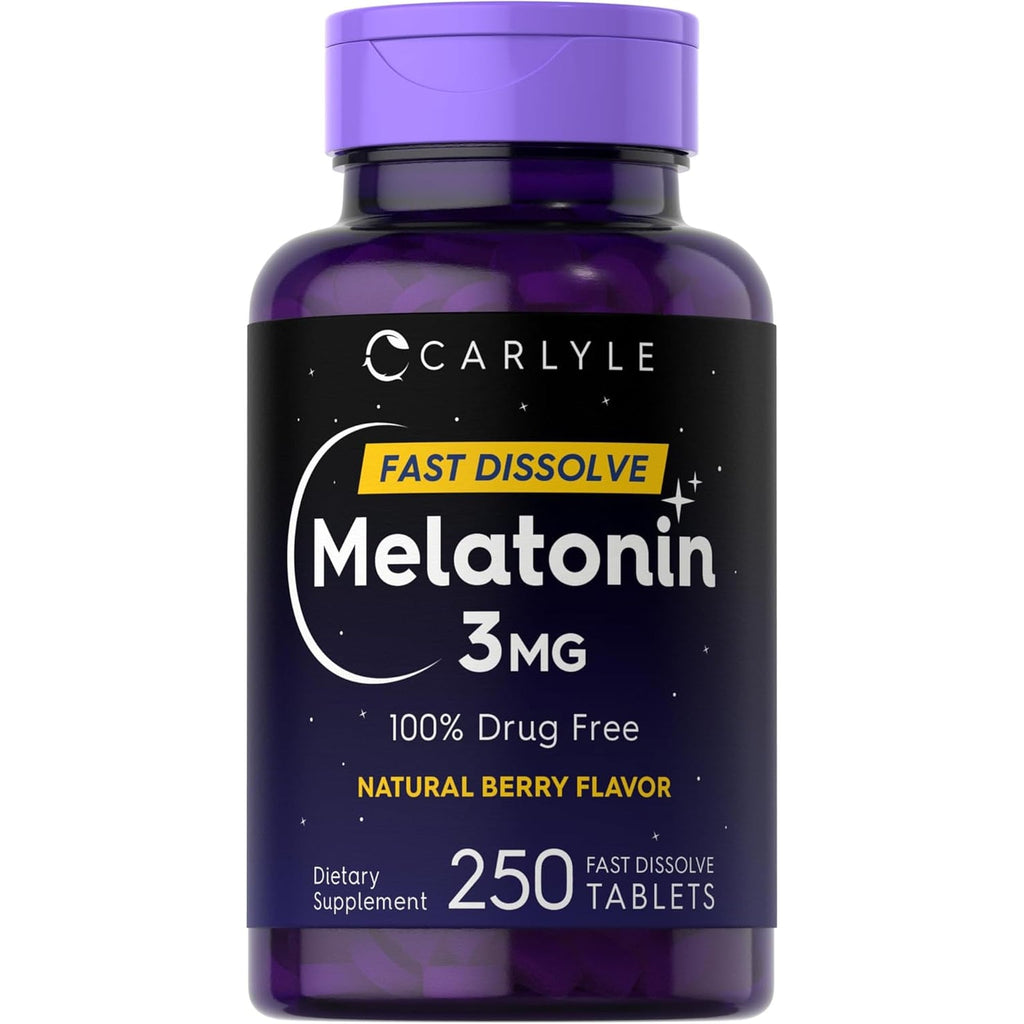 Carlyle Melatonin 3Mg Fast Dissolve Tablets | 250 Count | Low Dose and Drug Free | Vegan, Non-Gmo, Gluten Free