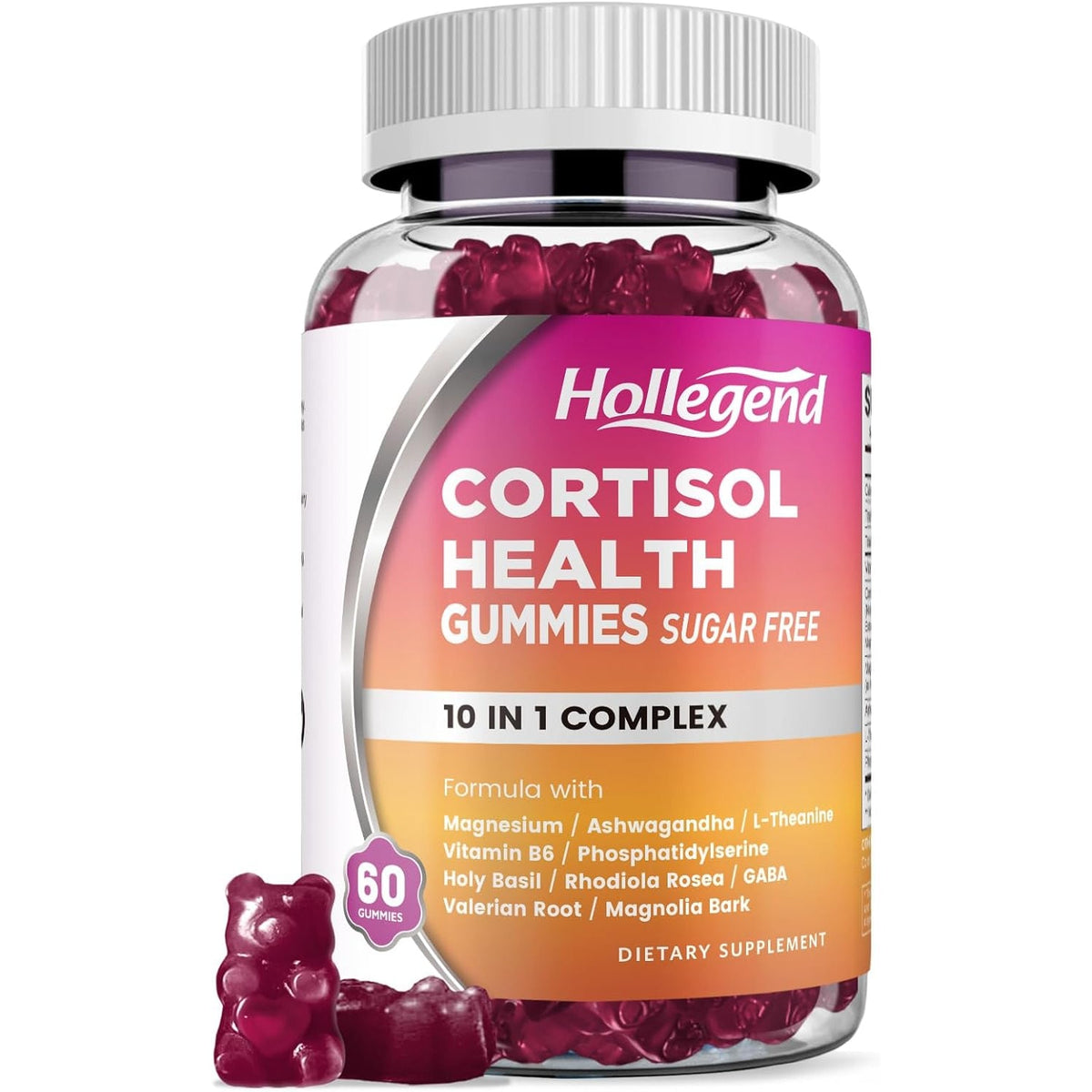 Cortisol Supplements for Women Men, Cortisol Gummies with Ashwagandha, Magnesium, L-Theanine, Phosphatidylserine, B6 for Cortisol Detox, Relaxation, Sleep, Focus, Sugar-Free, Vegan, 60