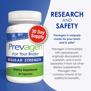Prevagen Regular Strength - 30 Capsules (1 Month Supply) | Formulated for Your Brain | 10Mg of Apoaequorin plus Vitamin D3 with 7-Day Pill Minder