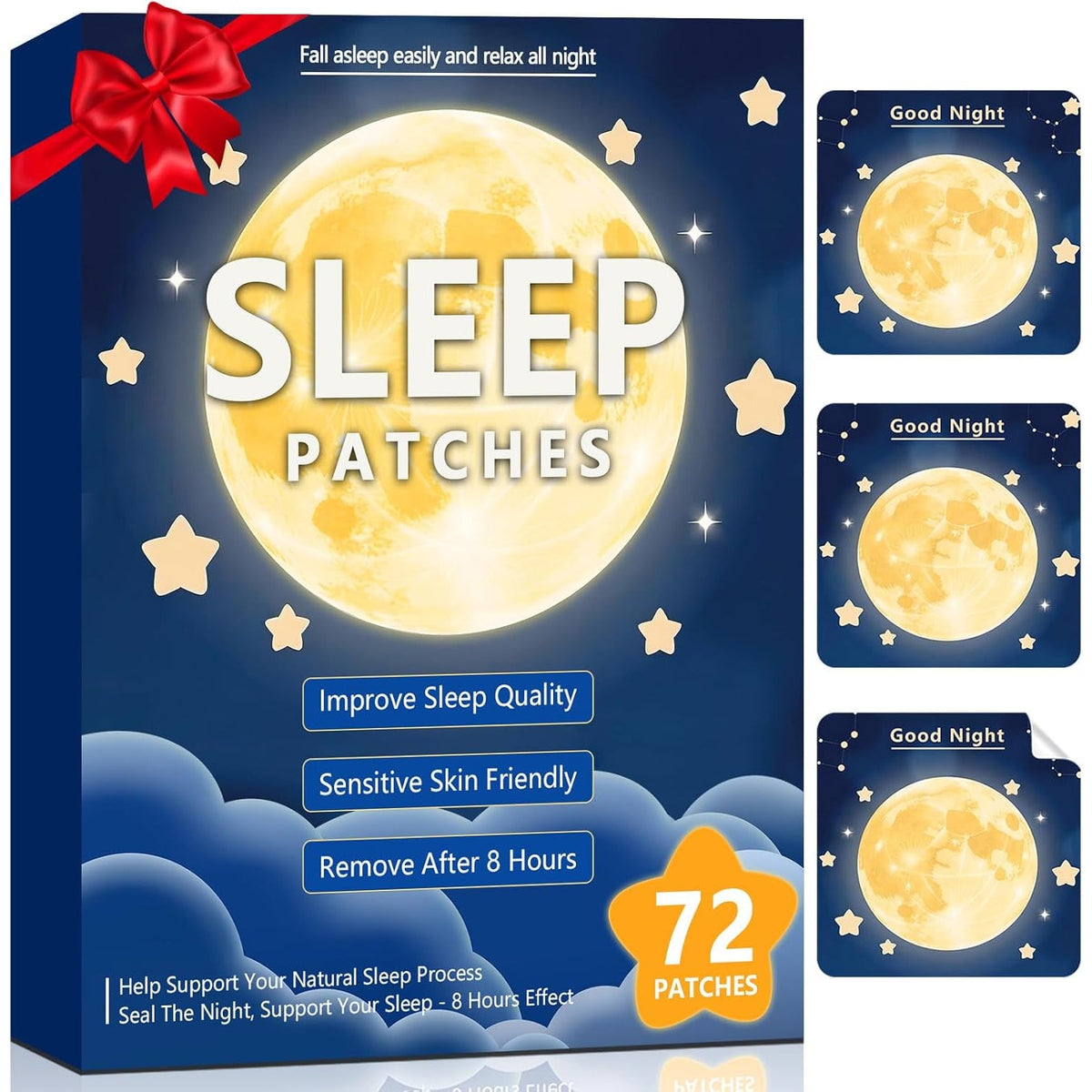 72 Sleep Patches for Adults Extra Strength, All-Natural Deep Sleep Support with Valerian, Melatonin & Magnesium, Gentle Night Comfort Sleeping Patches for Women & Men, Wake up Refreshed