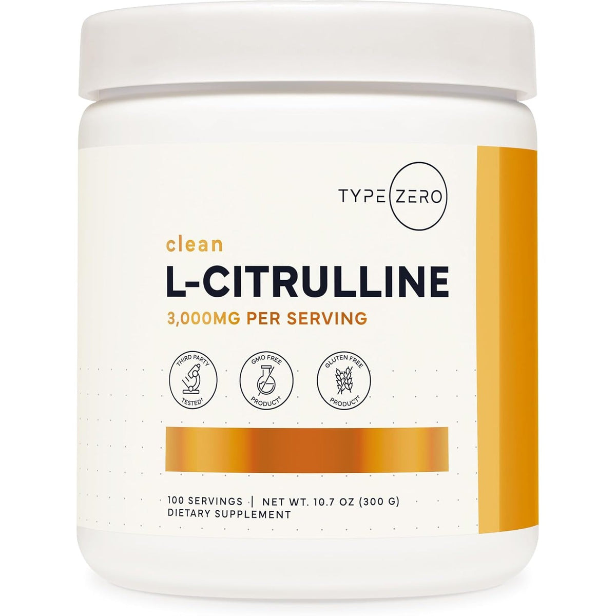Type Zero L-Citrulline Base Powder, 3,000Mg per Serving - 100 Servings