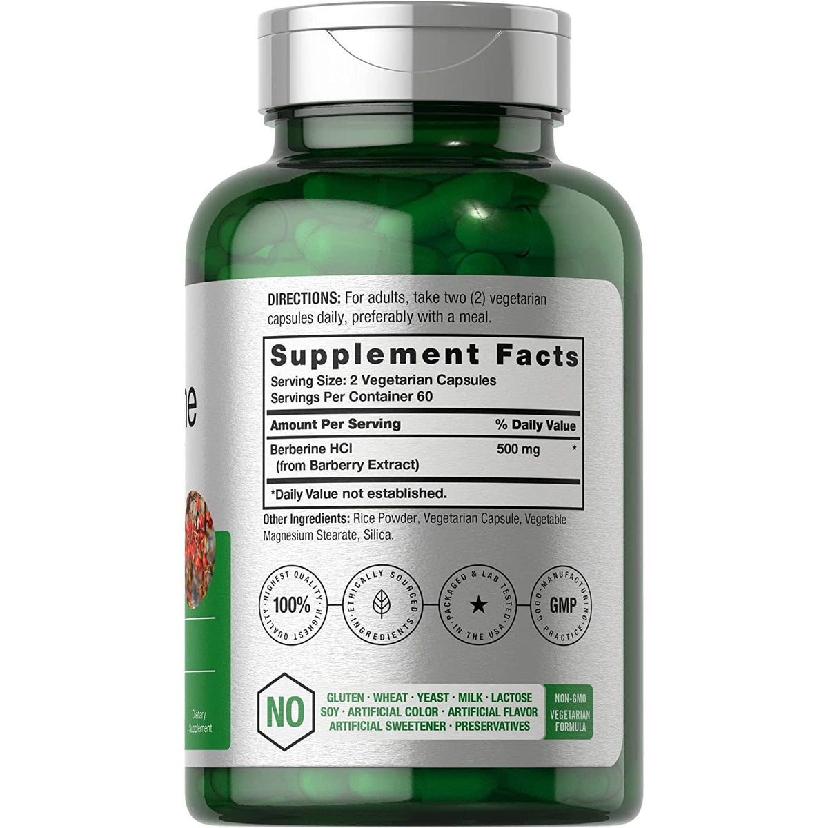 Horbaach Berberine HCL Supplement | 500Mg | 120 Capsules | from Barberry Extract | Therapeutic Grade | Vegetarian, Non-Gmo, Gluten Free