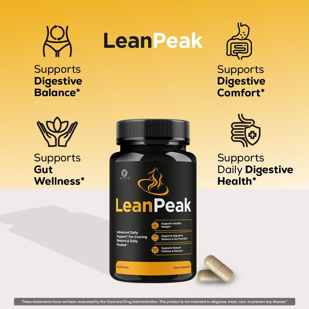 Lean Peak - Lean Peak Advanced Capsules Support Premium Formula, Leanpeak Pills Maximum Strength All Natural for Overall Health and General Wellness Reviews, 60 Capsules for 1 Month