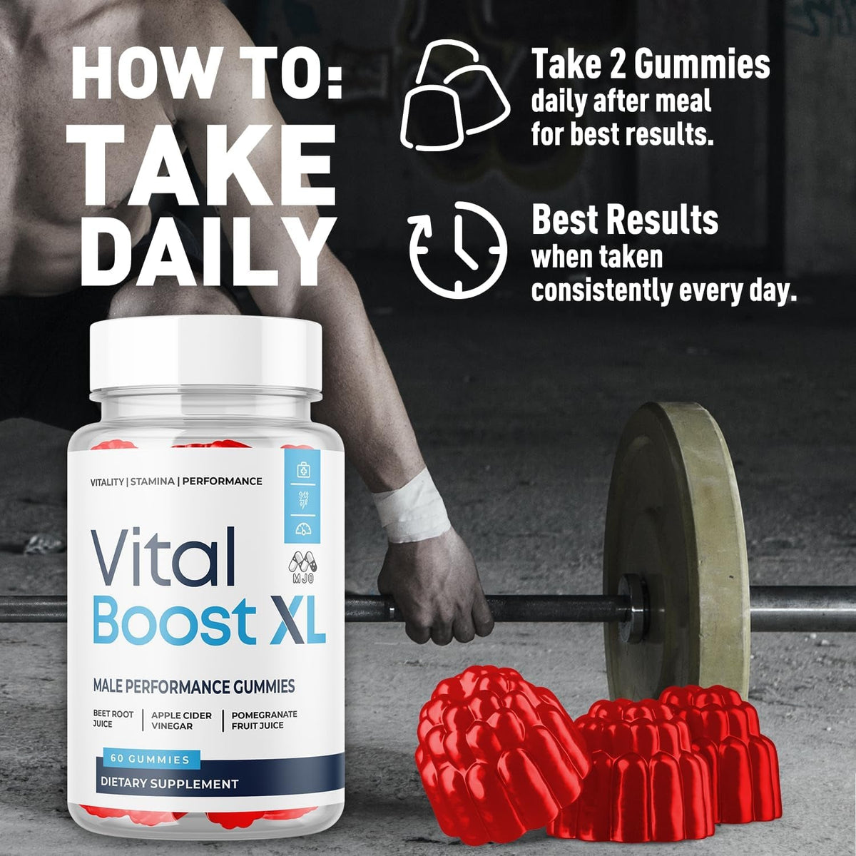 Vital Boost XL Gummies, Official Vitalboost X L Gummys for Men with All Natural Ingredients, Vital Boost XL Advanced Health & Wellness Support with Premium Active Lifestyle Vitamins (60 Gummies)