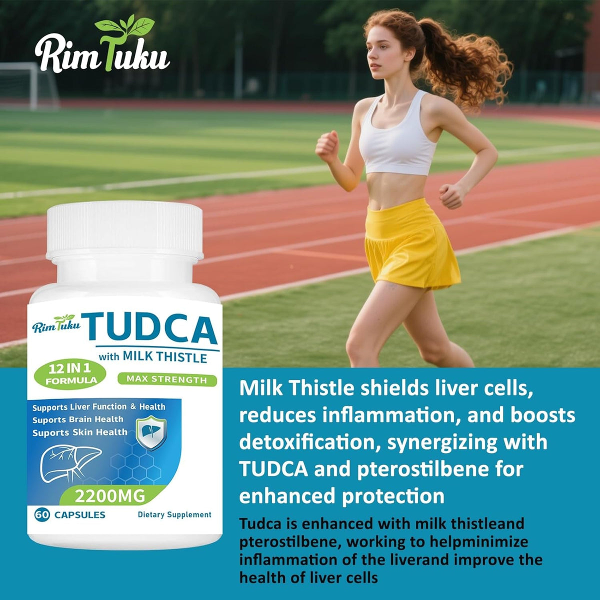 2200MG TUDCA Supplement with Milk Thistle 12-In-1 Formula Liver Support, Bile Salts Supplement for Liver Cleanse & Detox, Bile Flow & Gallbladder Support 60 Capsules