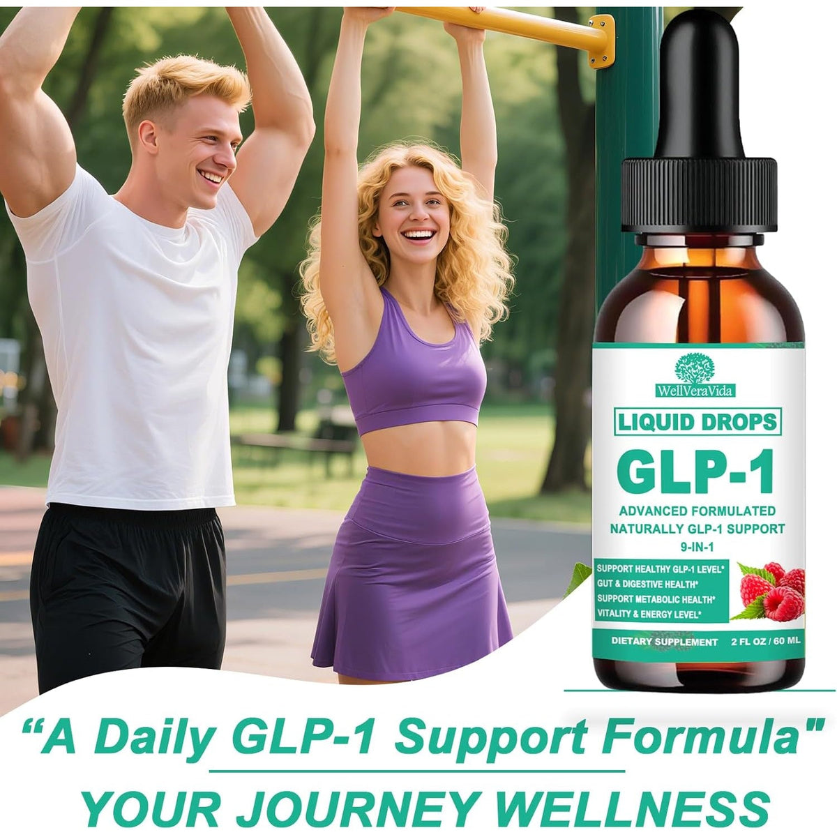 GLP-1 Supplements Drops | 9-In-1 Premium GLP1 Boost W. Berberine, Ceylon Cinnamon, Green Tea Extra- Ct Eriocitrin, Naturally GLP 1 Support for Metabolism & Gut Digestion丨Raspberry, Sugar Free