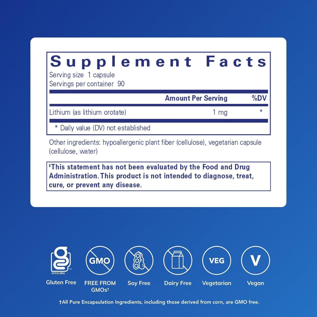 Pure Encapsulations Lithium (Orotate) 1 Mg | Support for Calmness and Behavior | 90 Capsules