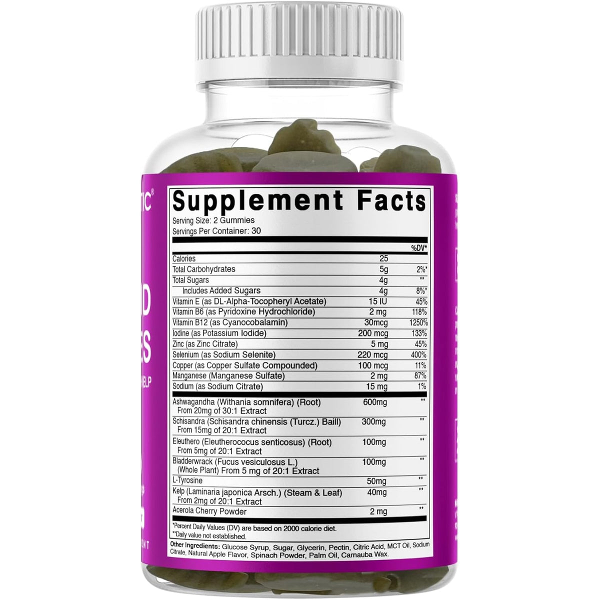 Vitamatic Vegan Thyroid Support Gummies with Iodine & Kelp – 60 Count Improve Your Energy & Increase Metabolism – Plant-Based