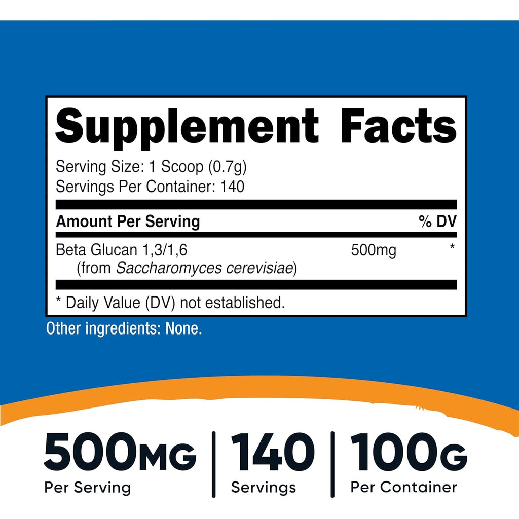 Nutricost Beta Glucan Powder 100 Grams - 1,3/1,6 - Non GMO