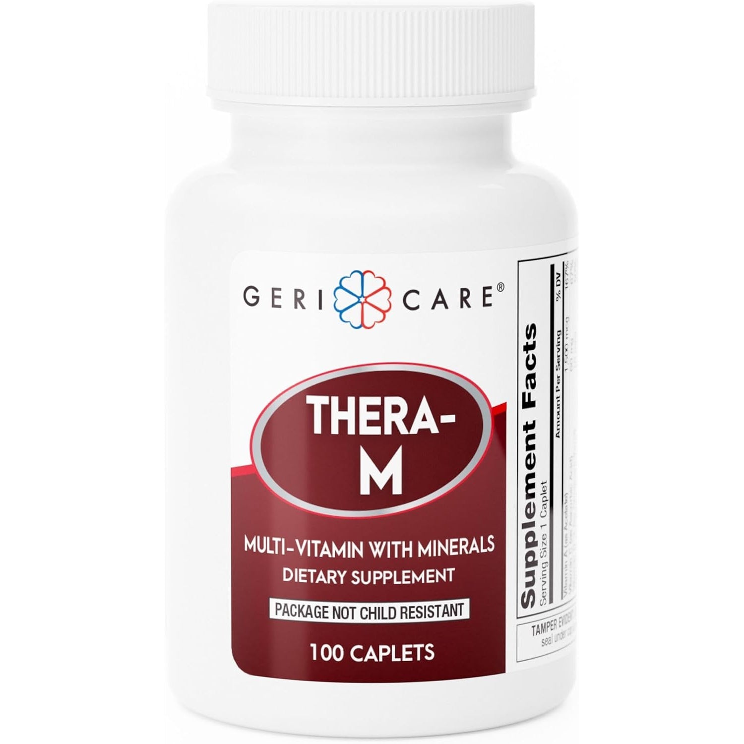 Gericare Thera M Multivitamin Caplets, Blend of Vitamins and Minerals to Ensure Maximum Nutritional Support Antioxidant Protection Supplement, 100 Count (Pack of 1)