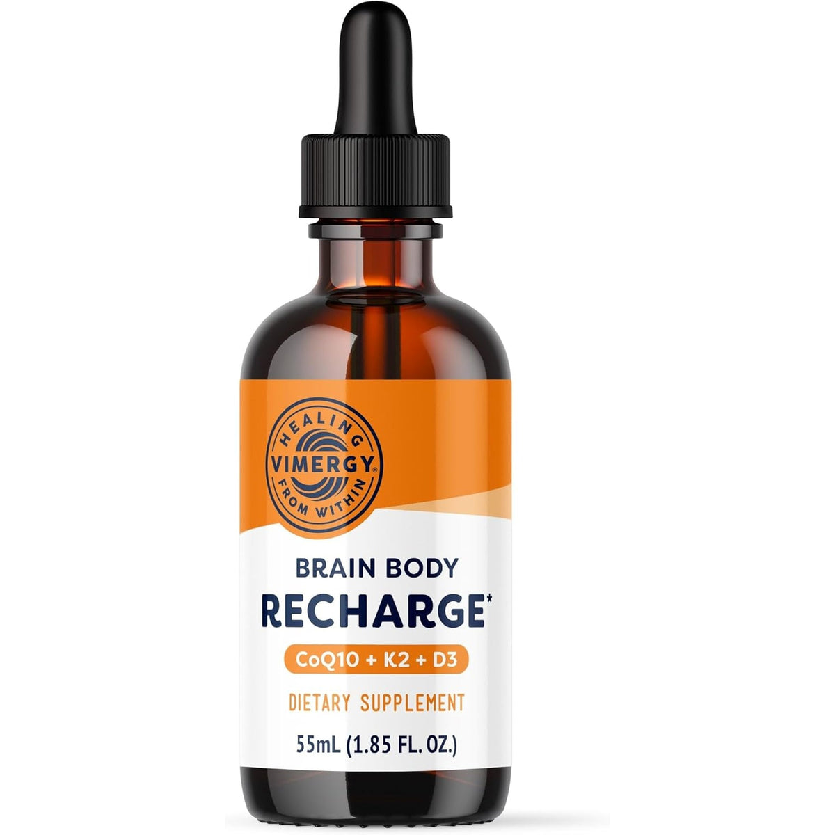 VIMERGY Brain Body Recharge* - W/Vitamin D3, K2 & Coq10 – Boosts Cellular Energy – Fortifies Blood Vessels and Bones – Defends against Free Radicals – Vegan and Gluten Free – 55Ml