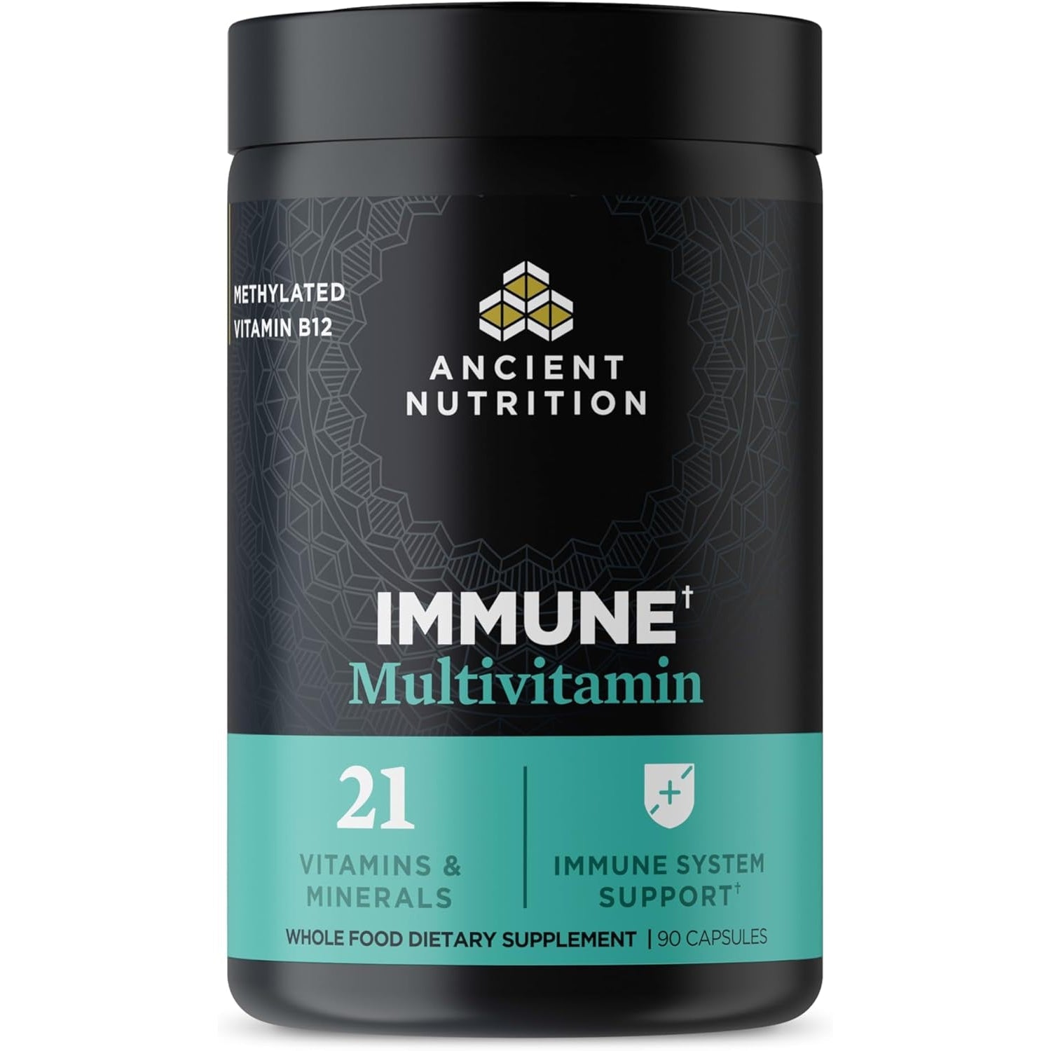 Ancient Nutrition Multivitamin for Immune Support, Immune, 21 Vitamins and Minerals with Vitamin D & C, Turmeric, Supports Immunity, Stress Relief and Heart Health, Keto Friendly, 90 Capsules