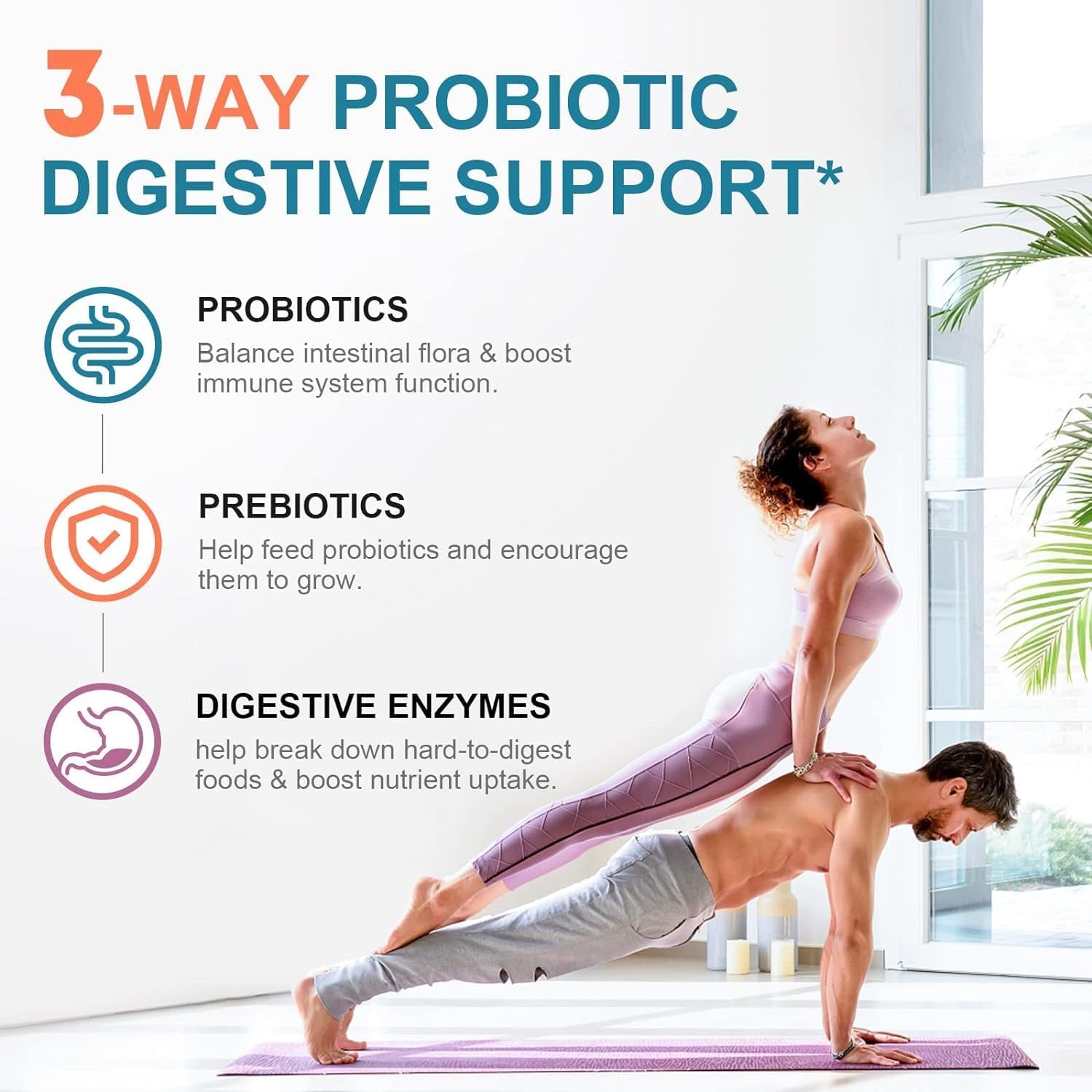 CANLIST Probiotics 120 Billion Cfus 18 Strains, 3 Prebiotics & Digestive Enzymes for Men Women,Digestive & Immune Support,Shelf Stable Non-Gmo 120 Capsules