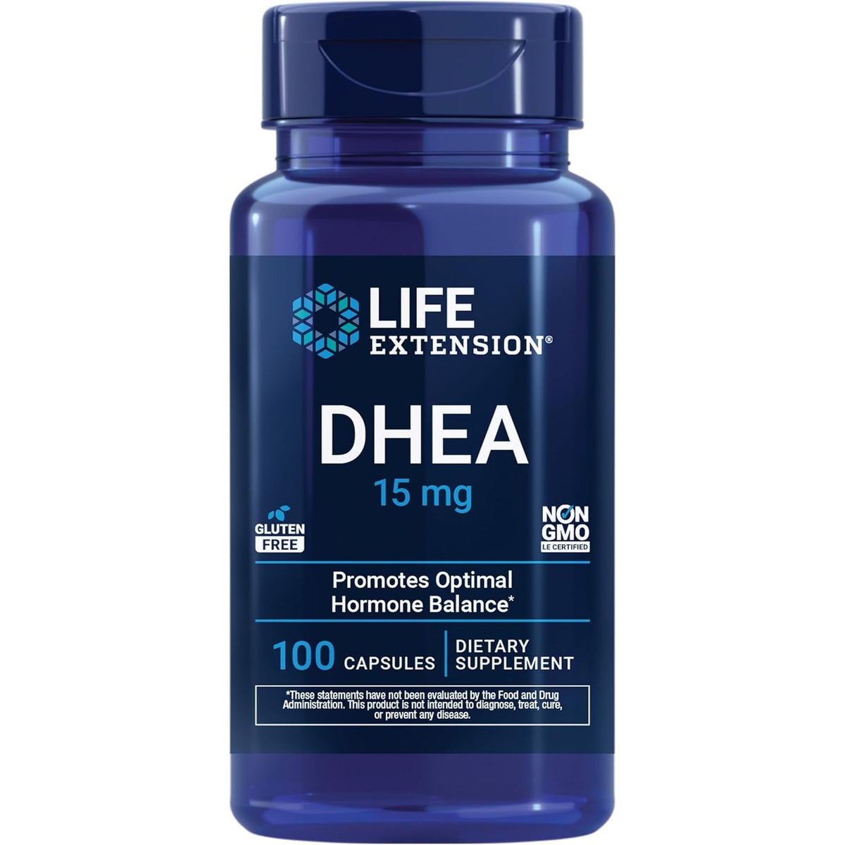 Life Extension DHEA 15 Mg – Hormone Balance Supplement, Memory, Muscle Mass and Bone Density Support, Healthy Sex Drive, Gluten-Free, Non-Gmo, 100 Capsules
