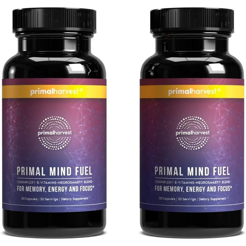 Primal Harvest Brain Supplement, Primal Mind Fuel Brain Booster for Focus, Energy, Clarity, Memory Brain Health 30 Capsules Nootropics Brain Support Supplement for Men and Women (2 Pack (30 Count))