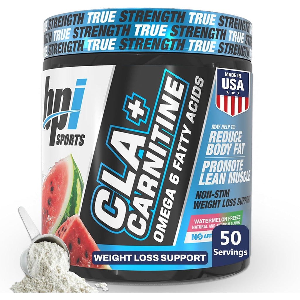 BPI Sports Cla+Carnitine – CLA L Carnitine & Linoleic Acid – L Carnitine Supplement for Weight Loss, Metabolism & Lean Muscle – Caffeine Free – Watermelon – 50 Servings – 12.34 Oz