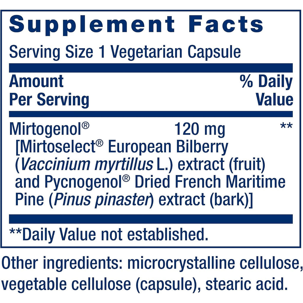 Life Extension Eye Pressure Support with Mirtogenol - Eye Health Supplement for Healthy Eye Pressure - with French Maritime Pine Bark – Gluten-Free, Vegetarian, Non-Gmo - 30 Capsules