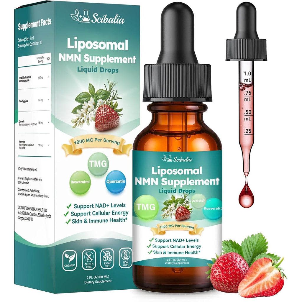 NMN Supplement Liquid Drops,4-In-1 NMN Beta 1000Mg W. Quercetin TMG Resveratrol for anti Aging Energy & Immune Support, NMNH Alternative Liposomal High Absorption for Women Men
