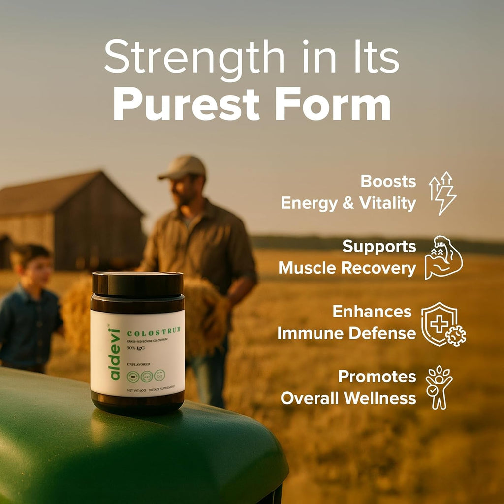 Bovine Colostrum Powder, Grass-Fed & Pasture-Raised, Made in USA, Cgmp, High Igg, Unflavored, Mixes Easily, Gut & Immune Support, 30 Servings