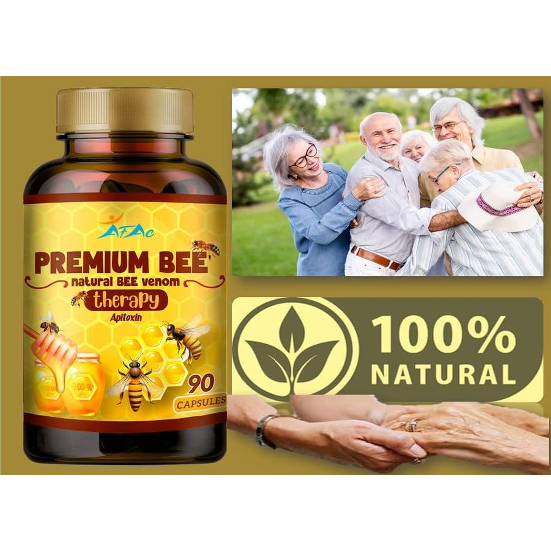 VITAMISAN Premium Natural Bee Venom with Glucosamine Sulfate Veneno Abeja 90 Capsulas Apitoxin Manuka Honey Dietary Supplement