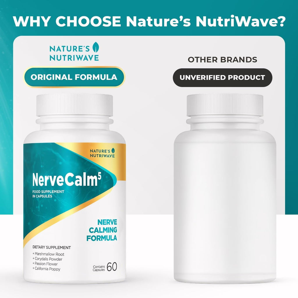 Nervecalm – Natural Calm Supplement | Herbal Blend with Passion Flower, Prickly Pear & California Poppy | Vegan Capsules, Non-Gmo, 1 Month Supply | Made in USA