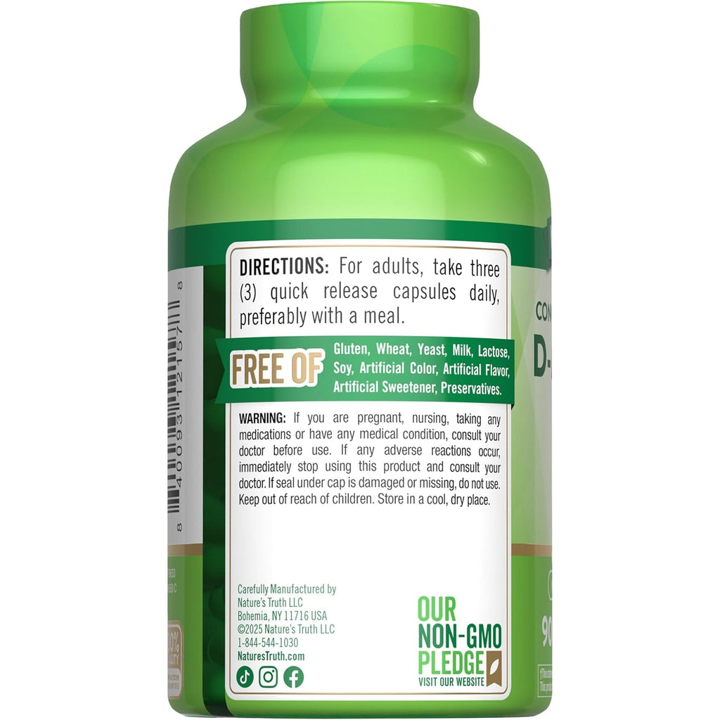 Nature'S Truth D-Mannose Pills | 2100Mg | 90 Capsules | Non-Gmo & Gluten Free Supplement