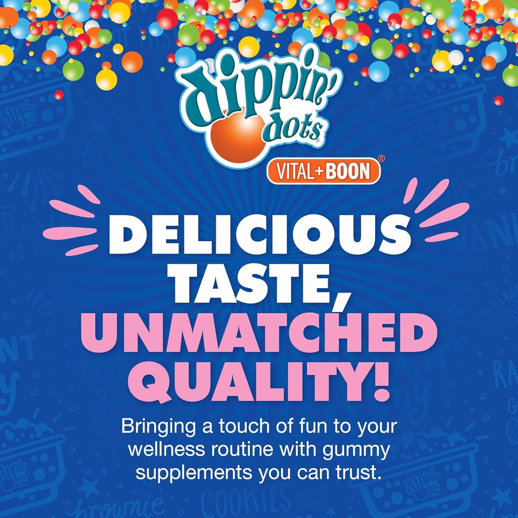 Dippin Dots - Melatonin Gummies for Kids & Adults (60 Days Supply) Strawberry Sunset Creme Flavor | 2.5Mg per Kids Melatonin Supplement for Faster, Longer Sleep | Gummies for Children (120 Count)