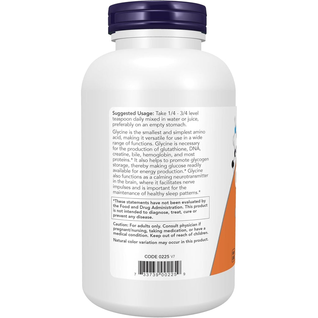 NOW Foods Supplements, Glycine Pure Powder, Promotes Restful Sleep*, Neurotransmitter Support*, 1-Pound