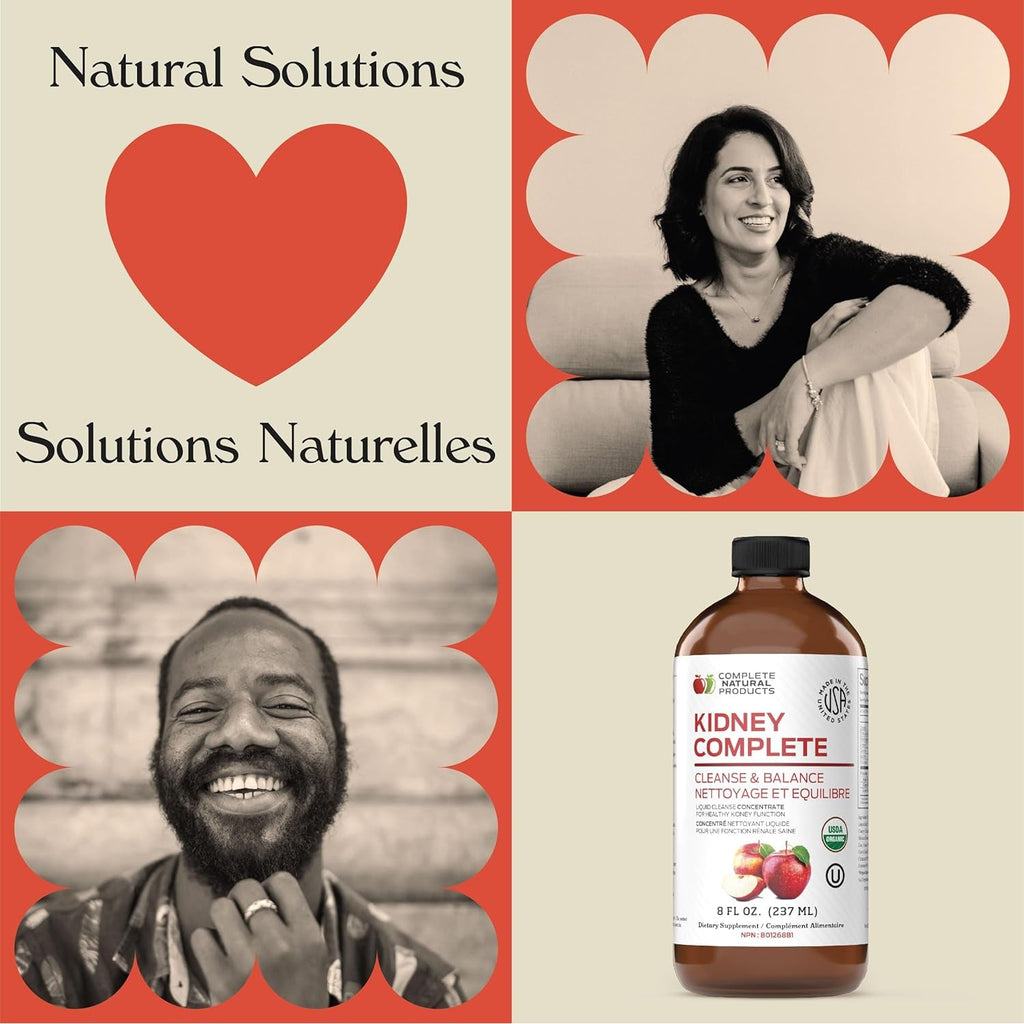 Complete Natural Products Kidney Complete - 8Oz Organic Liquid for Kidney Support, Cleanse, and Detox with Apple Cider Vinegar, Lemon, & Organic Chanca Piedra.