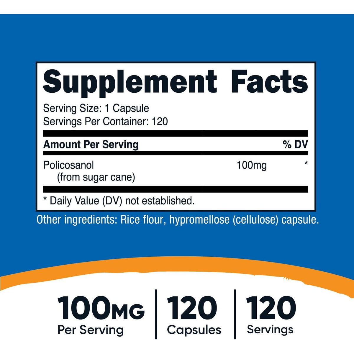 Nutricost Policosanol 100Mg, 120 Capsules - Gluten Free, Non-Gmo, and Vegetarian Friendly