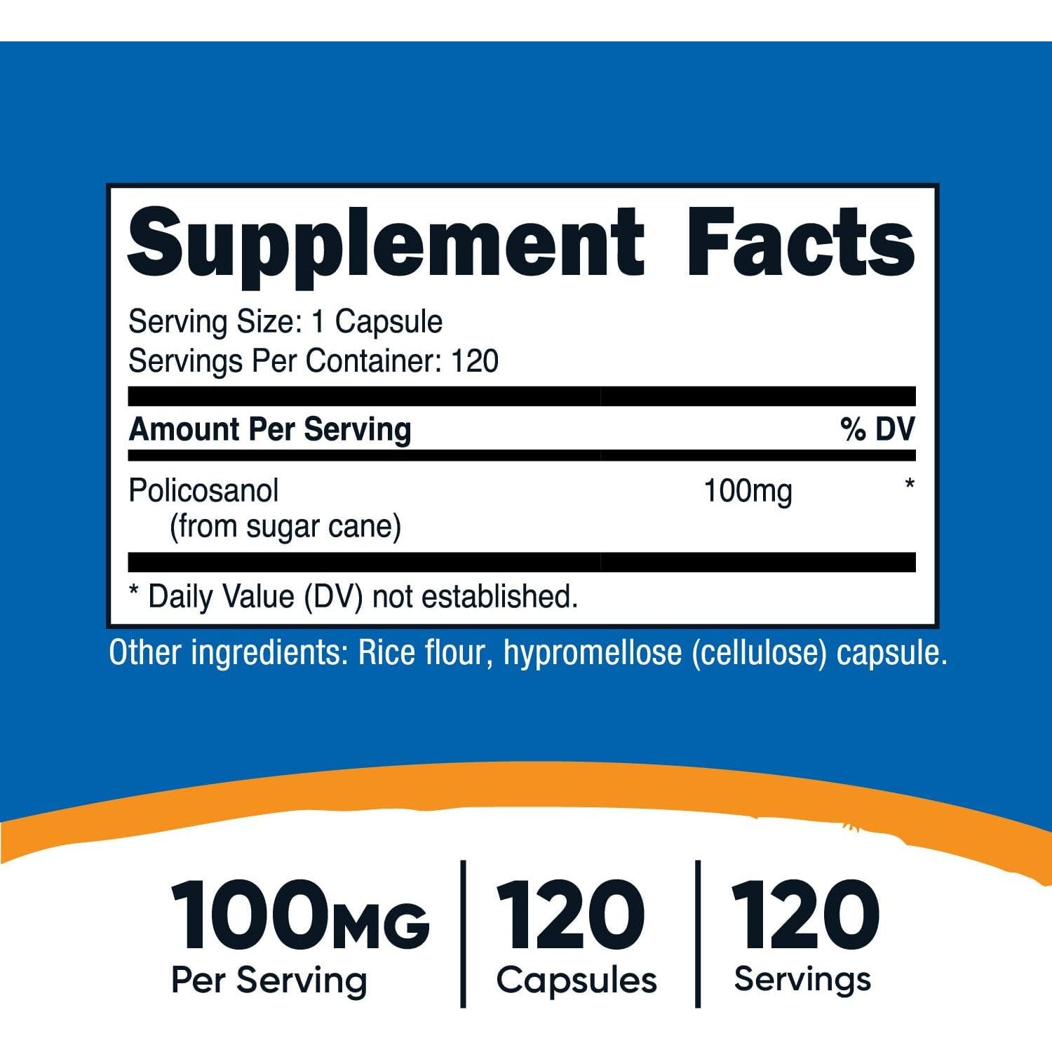 Nutricost Policosanol 100Mg, 120 Capsules - Gluten Free, Non-Gmo, and Vegetarian Friendly