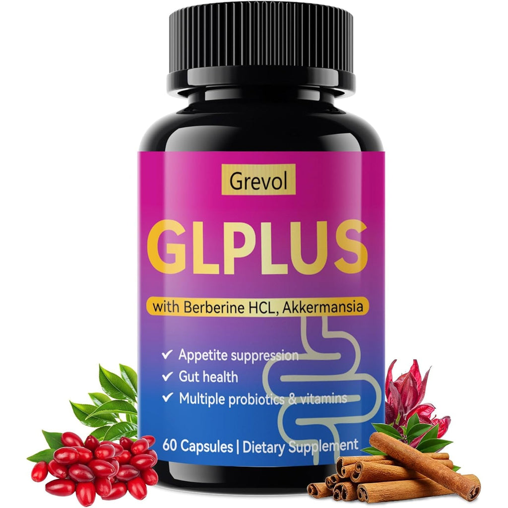 Grevol GLP1 Support Supplement for Women : Berberine Supplement with Ceylon Cinnamon & Akkermansia for Weight Management - Appetite Suppressant & Metabolism Support – 60 Capsules