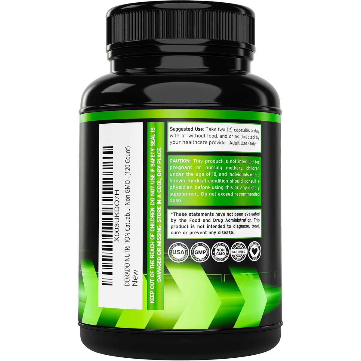 Catuaba Bark Extract 10,000Mg per Serving (120 Capsules) (Erythroxylum Catuaba) 3Rd Party Tested - Drive & Stamina - Made in the USA - Gluten Free & Non-Gmo - Vegan - for Men & Women - (120 Capsules)