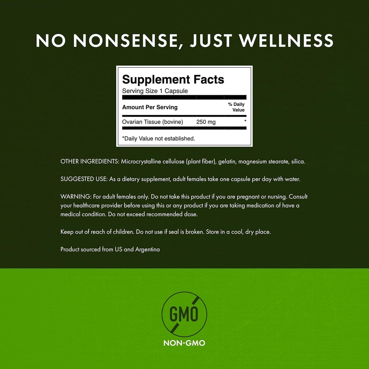 Swanson Ovarian Glandular Supplement - Women'S Glandular Health and Balance Support - Premium Bovine Tissue - 60 Capsules, 250Mg Each