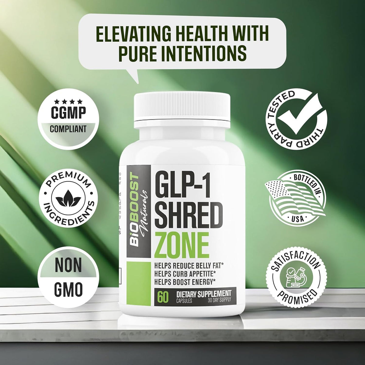 GLP-1 Shred Zone - Weight Loss Pills for Women & Men + Appetite Suppressant Support - Supports Healthy Pathways Associated with GLP-1 Activity - Fat Burner Supplement - 60 Capsules