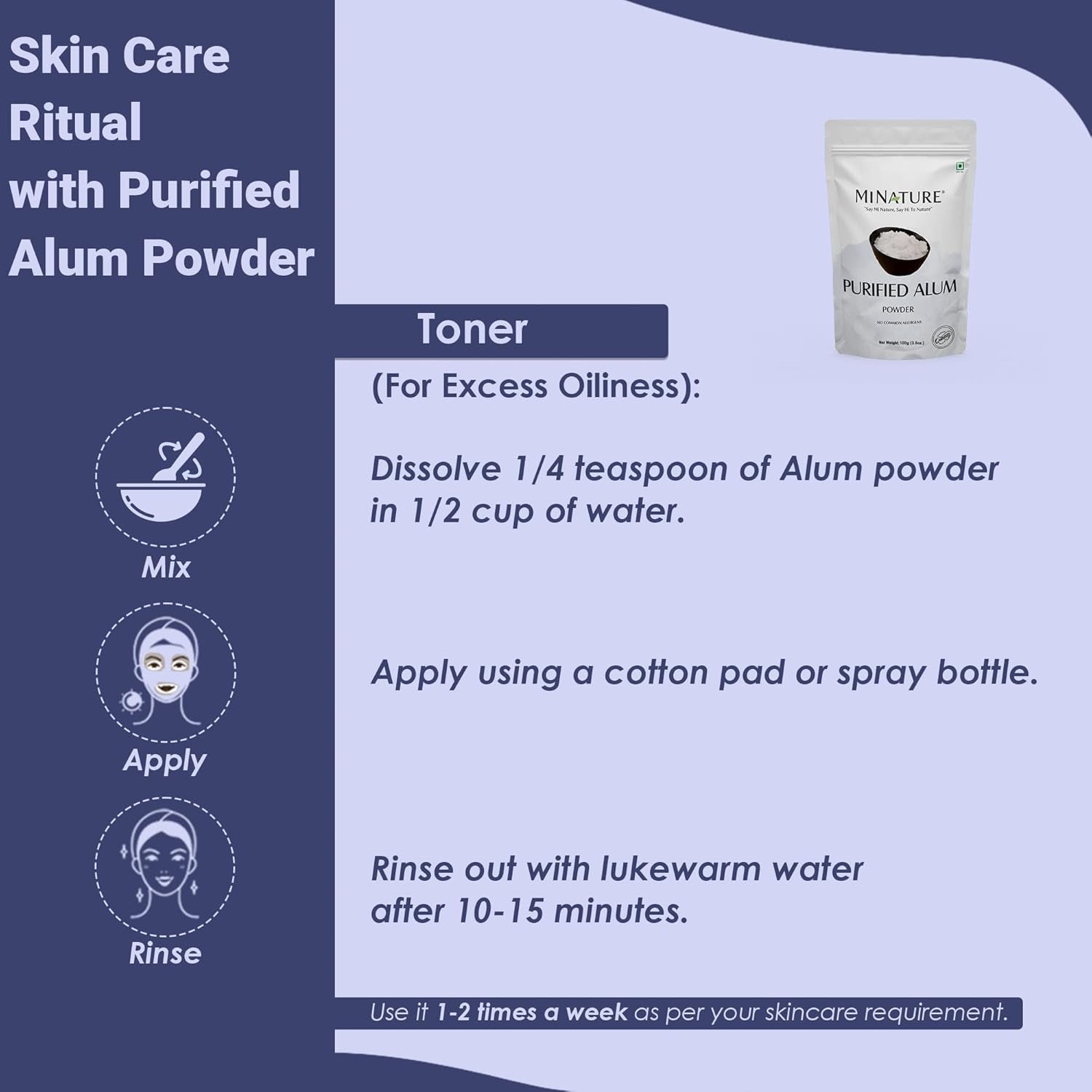 Mi Nature Alum Powder Potassium (Fitkari/Phitkari) -100% Natural Skincare for Acne, Odor Control & Water Purification Face Mask for |Pore Refining 100G |Face Pack Powder |Cruelty-Free