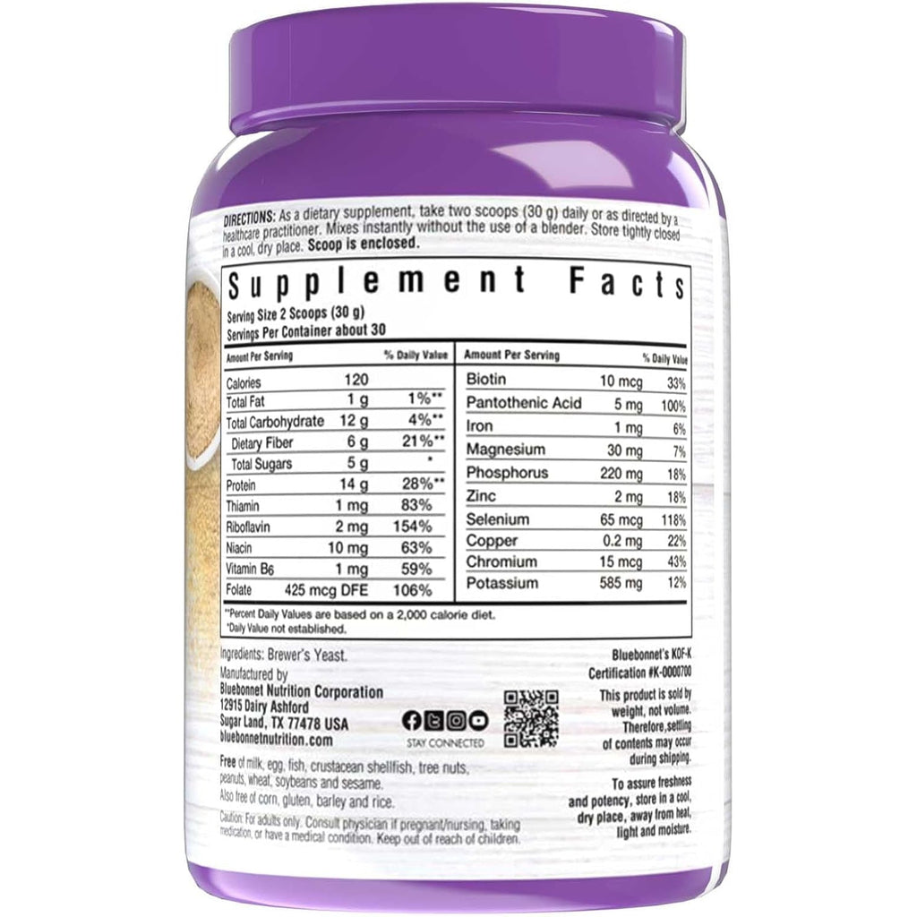 Bluebonnet Nutrition Super Earth Brewers Yeast Powder, Super Food, Whole Food, Source for Vitamins, Great Tasting, Vegan, Vegetarian, Non GMO, Gluten Free, Soy Free, Milk Free, Kosher, 2 Lb