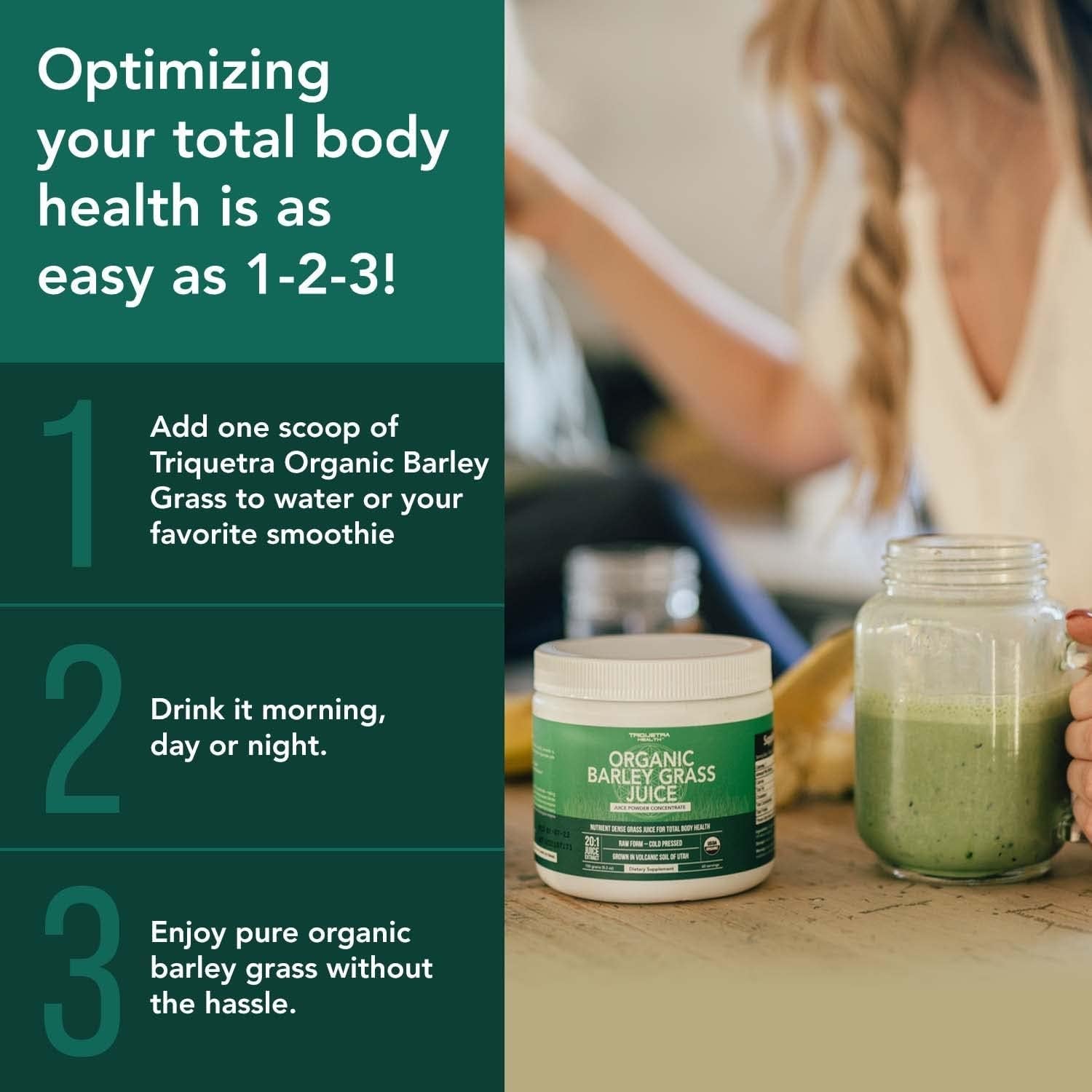 Organic Barley Grass Juice Powder - Grown in Volcanic Soil of Utah - Raw & Bioactive Form, Cold-Pressed Then CO2 Dried – Gluten Free, GMO Free, Vegan - Complements Wheatgrass Juice Powder - 5.3 Oz