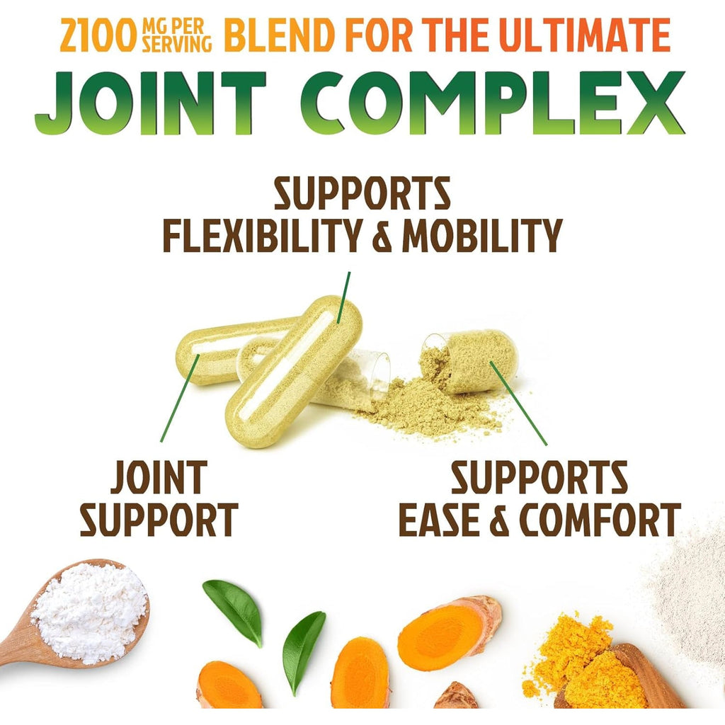 Glucosamine Chondroitin MSM - Joint Support Supplement for Joint Mobility and Cartilage Support for Men and Women - Triple Strength Glucosamine Supplements with Turmeric & Boswellia - 240 Capsules