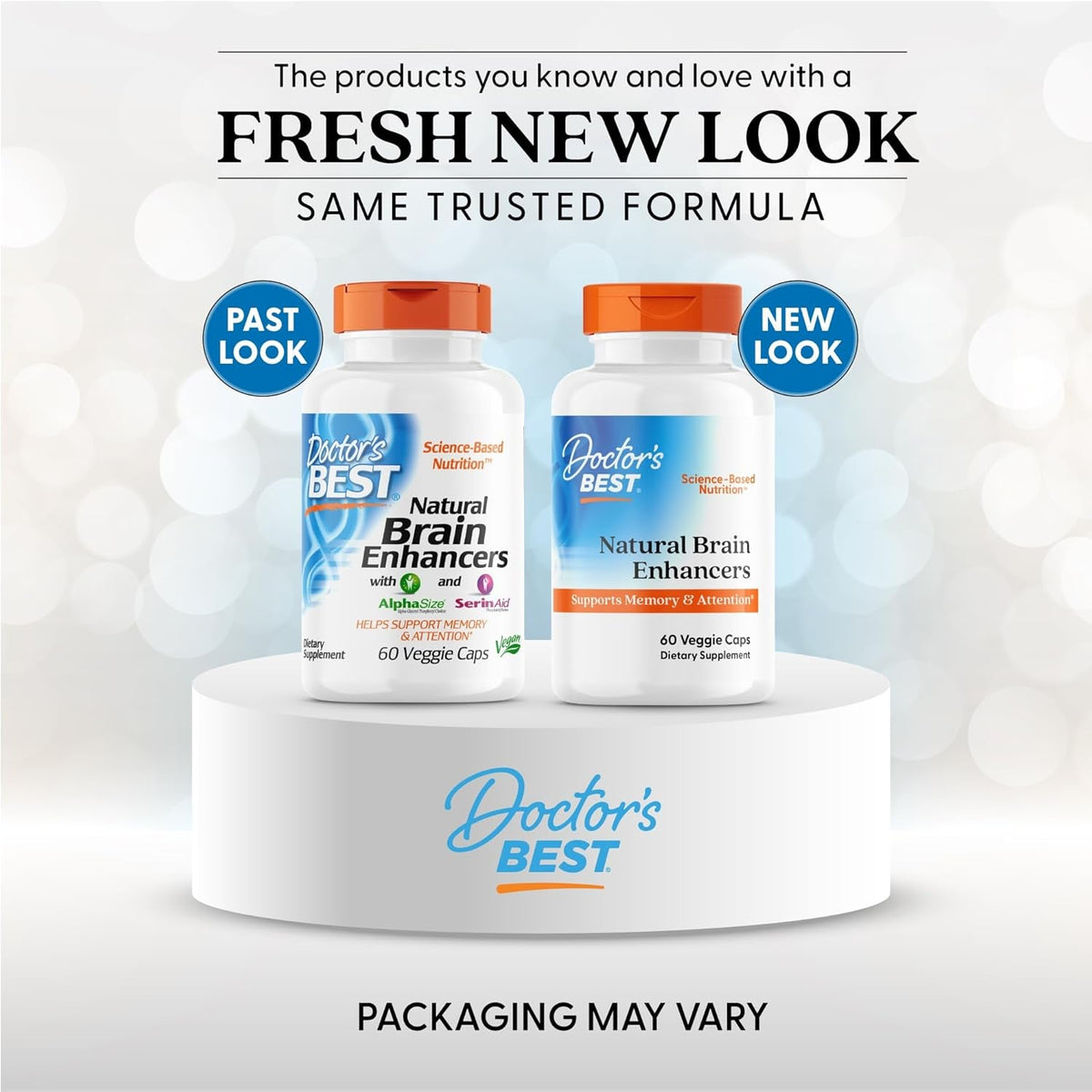Doctor'S Best Natural Brain Enhancers - Brain Health Supplement for Memory and Focus Support, Phosphatidylserine, Alpha GPC, & Calcium Capsules for Men & Women, Gluten Free - 60 Ct Veg Caps