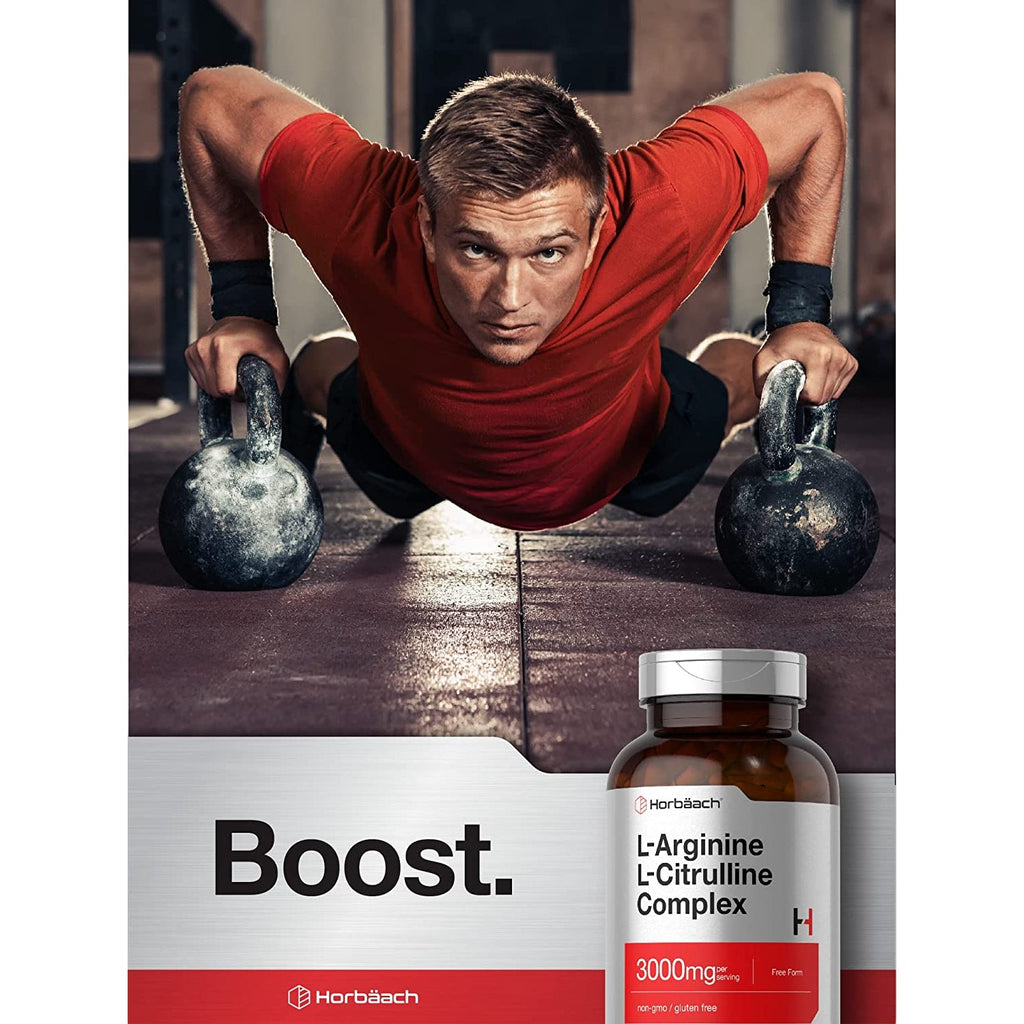 Horbäach L-Arginine L-Citrulline Complex | 3000Mg | 250 Capsules | Non-Gmo, Gluten Free Supplement