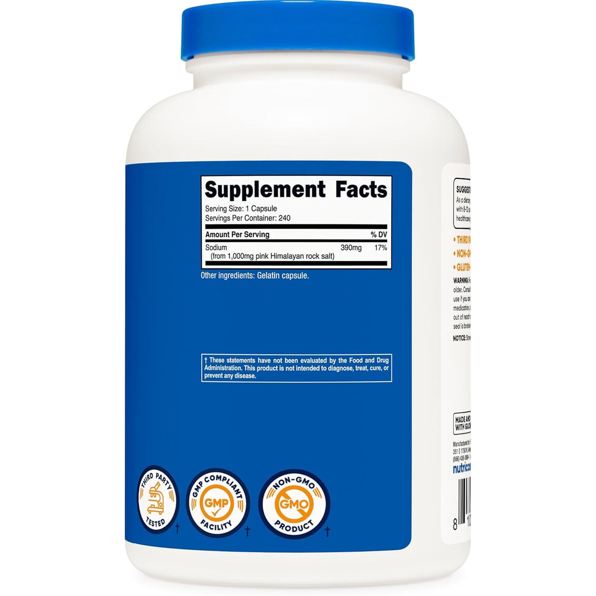 Nutricost Pink Himalayan Salt Capsules 1000Mg, 390Mg Sodium, 240 Capsules - Non-Gmo, Gluten Free