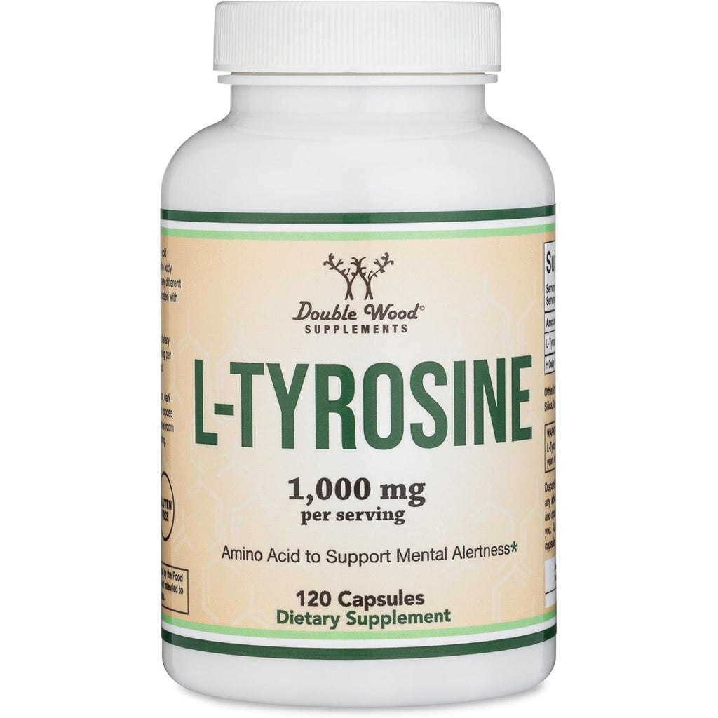 L-Tyrosine 1,000Mg per Serving, 120 Veggie Capsules (L Tyrosine Supplement for Memory, Attention, and Focus) Amino Acid, Vegan Safe, Non-Gmo by Double Wood