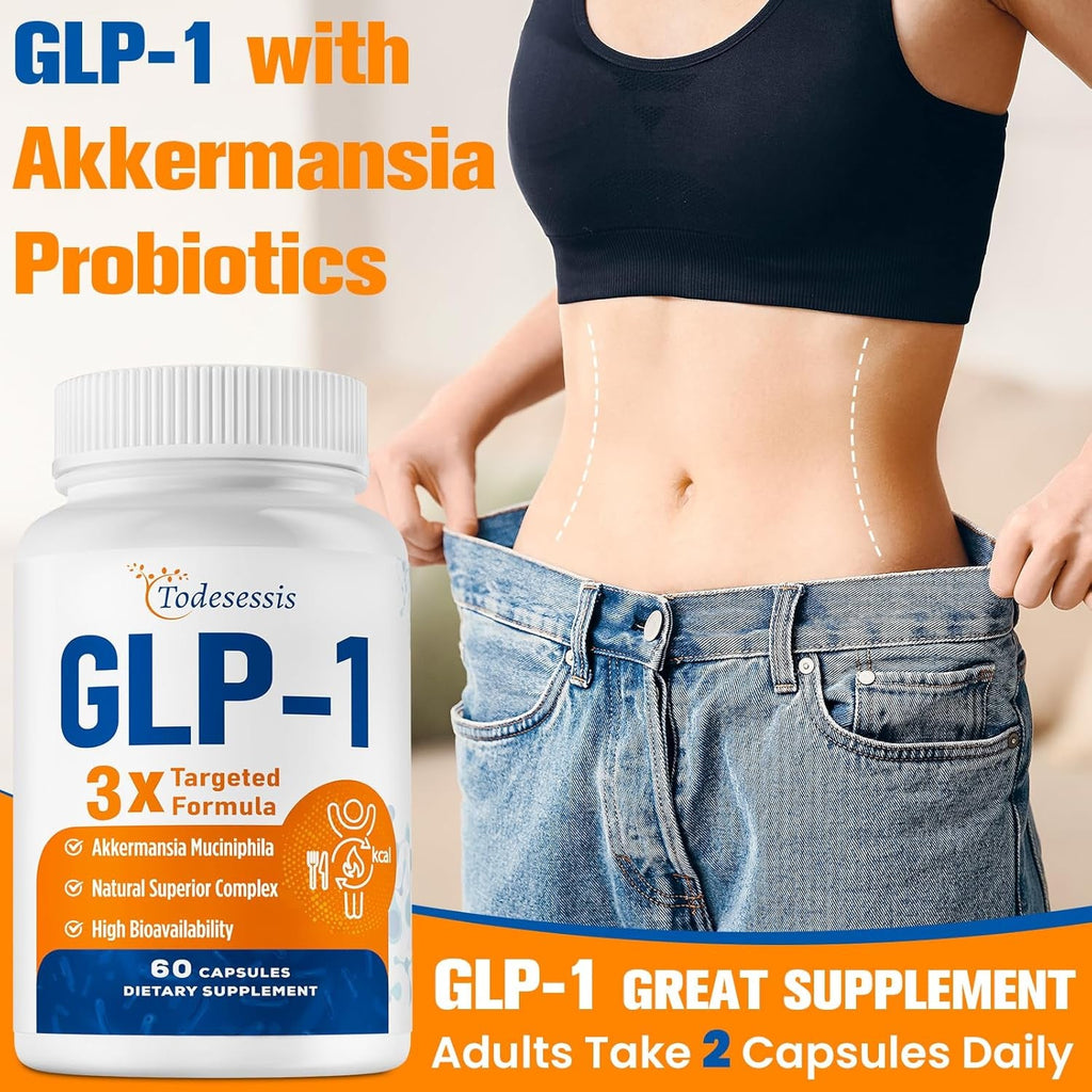 GLP-1 Supplement for Women, 3X Targeted Formula, Gentle on the Stomach, GLP-1 with Akkermansia Probiotic, Berberine HCI & Chicory Inulin, Natural GLP1 for Digestion & Gut Health - Vegan, 60 Capsules