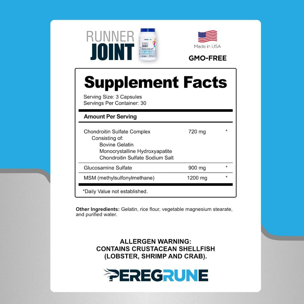 Runner Joint Support Supplement | Supports Healthy Joints, Cartilage & Mobility | Glucosamine Chondroitin MSM | GMP Certified Joint Support for Athletes – 90 Capsules