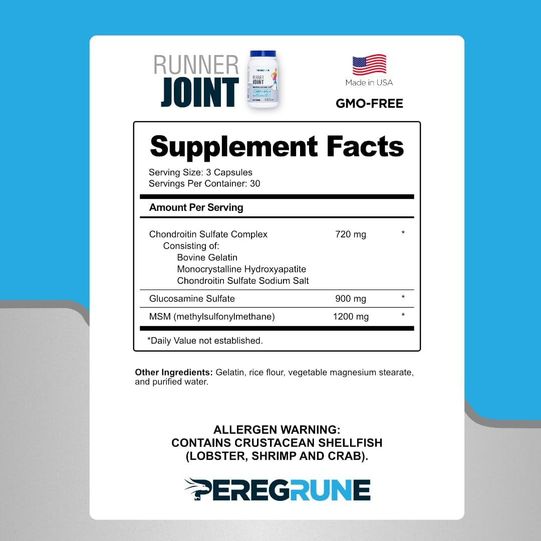Runner Joint Support Supplement | Supports Healthy Joints, Cartilage & Mobility | Glucosamine Chondroitin MSM | GMP Certified Joint Support for Athletes – 90 Capsules