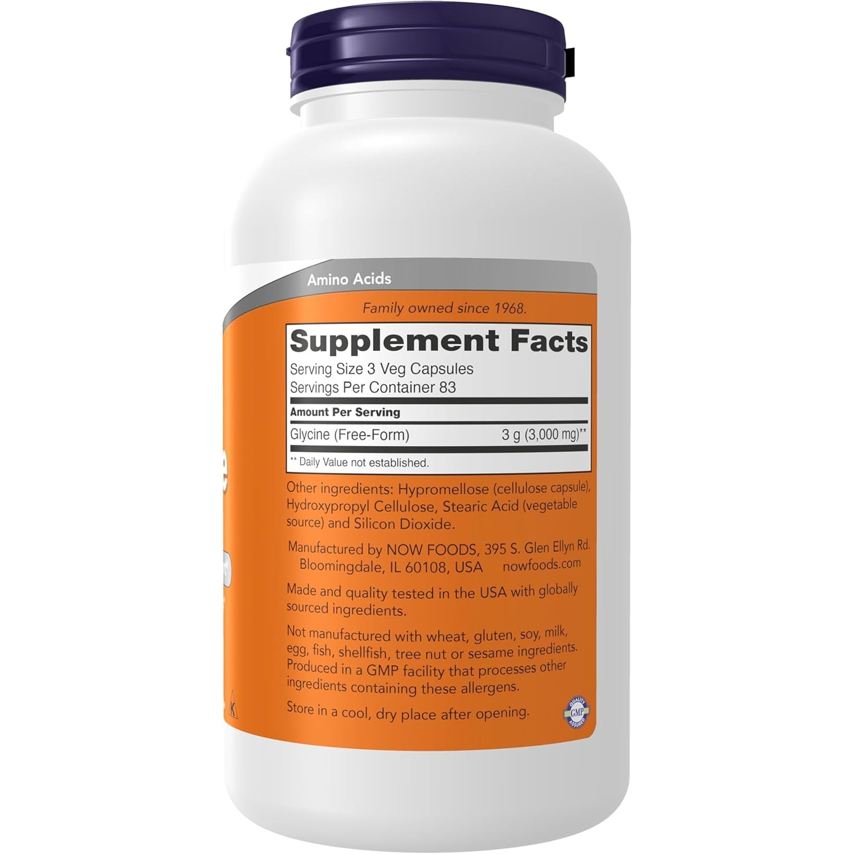 Now Supplements, Glycine 1,000 Mg Free-Form, Neurotransmitter Support*, 250 Veg Capsules