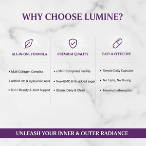 LUMINE Multi Collagen Complex Capsules – Non-Gmo, Gluten-Free & Easy to Swallow (120 Capsules)