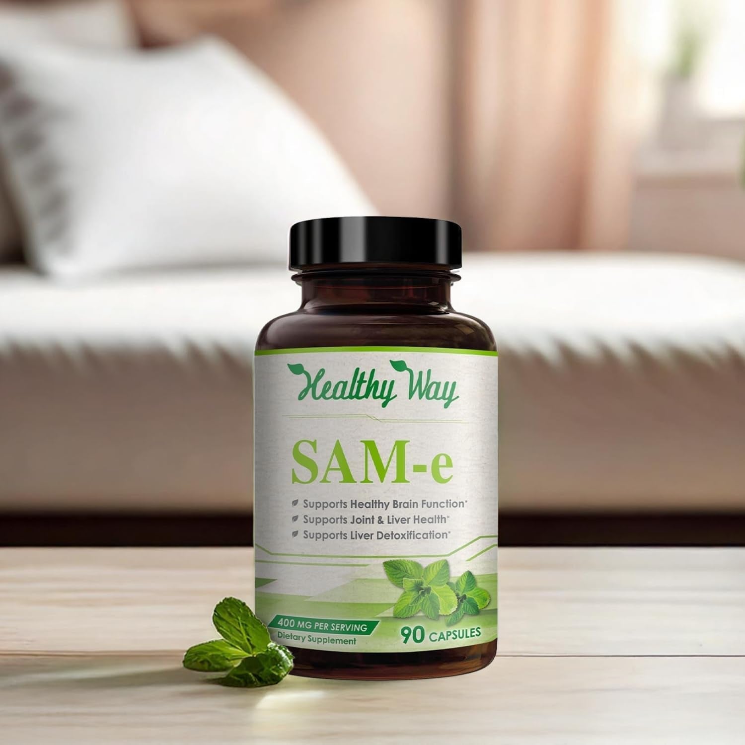 Sam-E 400Mg Capsules - Easy Absorption SAM E Supplement 400Mg from S-Adenosyl-Methionine for Brain Liver and Mood Support - Non-Gmo Gluten Free & Made in Cgmp Facility (90 Servings)